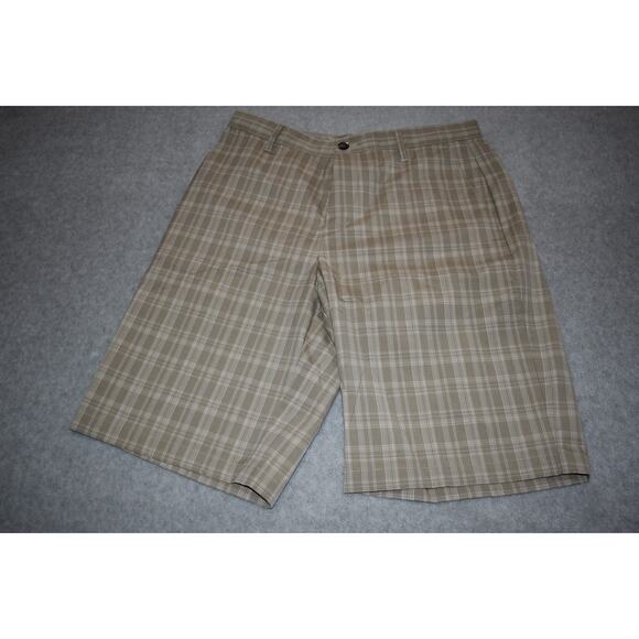 Adidas Golf Shorts Teens Mens Size 30 W Pockets Performance Stretch Tan Plaids - Picture 2 of 5
